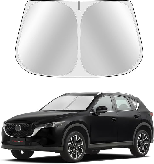 Custom Fit Windshield Sun Shade for Mazda CX5 2017-2025 - Full Coverage, 210T Reflective Fabric, Double-Layer Design - Blocks 99% UV Rays, Keeps Car Cool, Easy to Install and Store