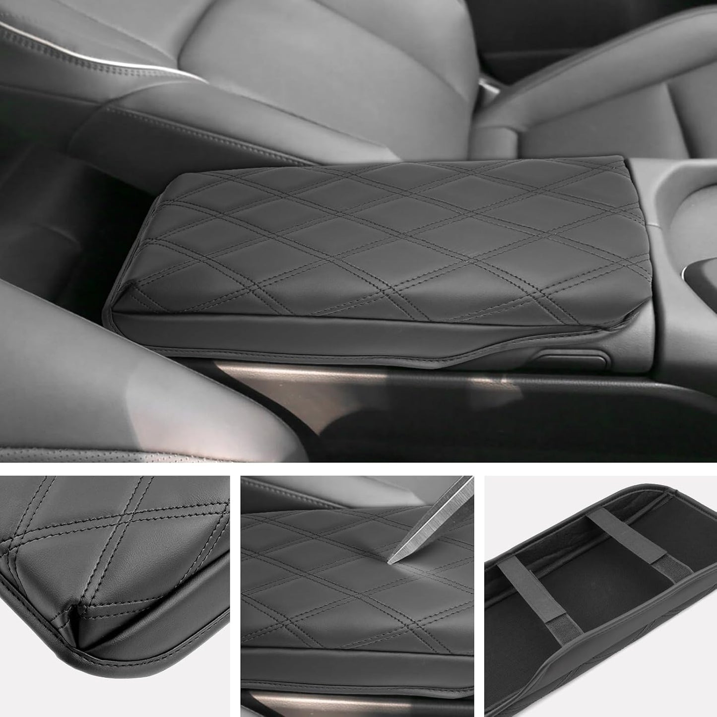 SXCY for 2023 2024 2025 Toyota Crown Armrest Cover Pad for Toyota Crown Accessories 2023-2025 Crown Signia Center Console Cover Cushion 2025 Crown Middle Console Cover (Add-Pad w/Argyle&Black Line)
