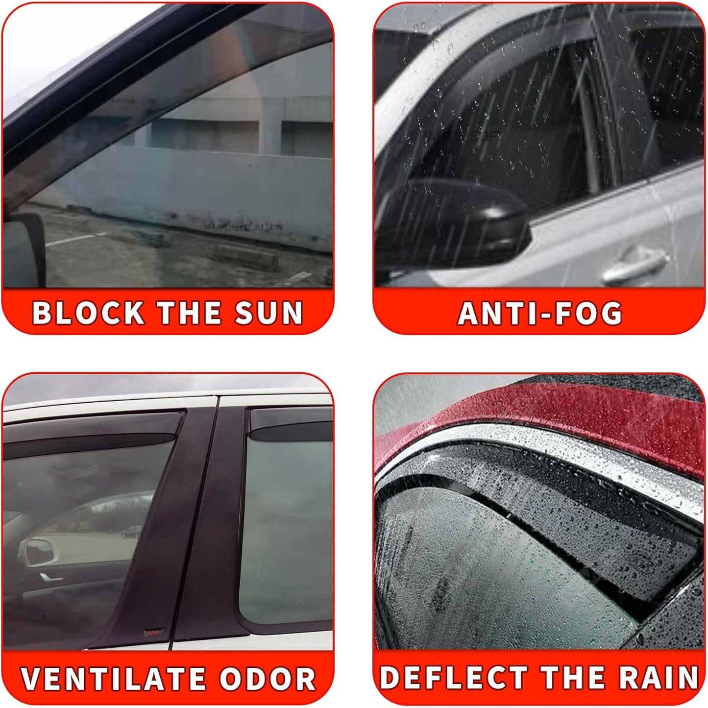 in Channel Rain Guards Fit for Chevrolet Chevy Suburban 2021 2022 2023 2024 2025, Durable Window Deflectors, Smoke Tinted Vent Window Visors Shades, 4 pcs