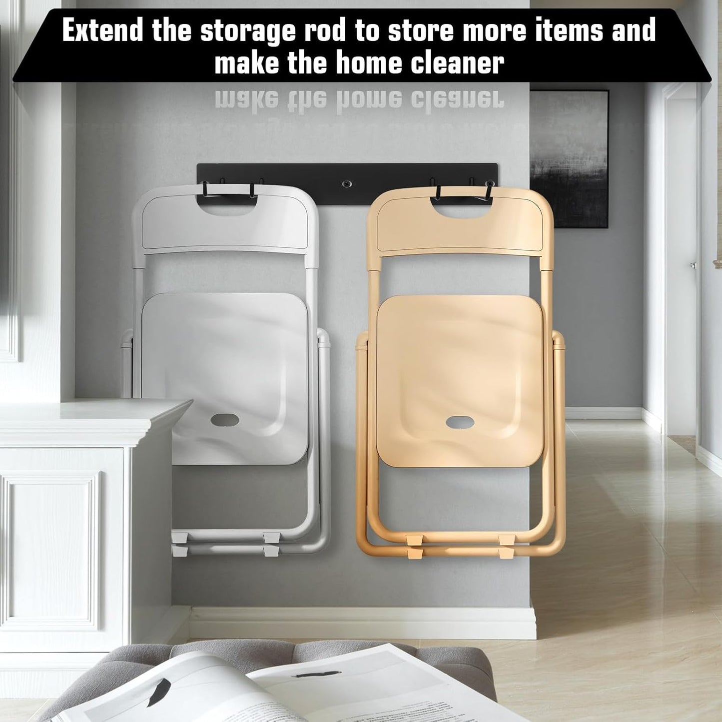 ﻿Folding Chair Storage Rack for Chair Organization and Garage Wall Mount Storage, Garden Tool Rack Organizer (2 Pack)