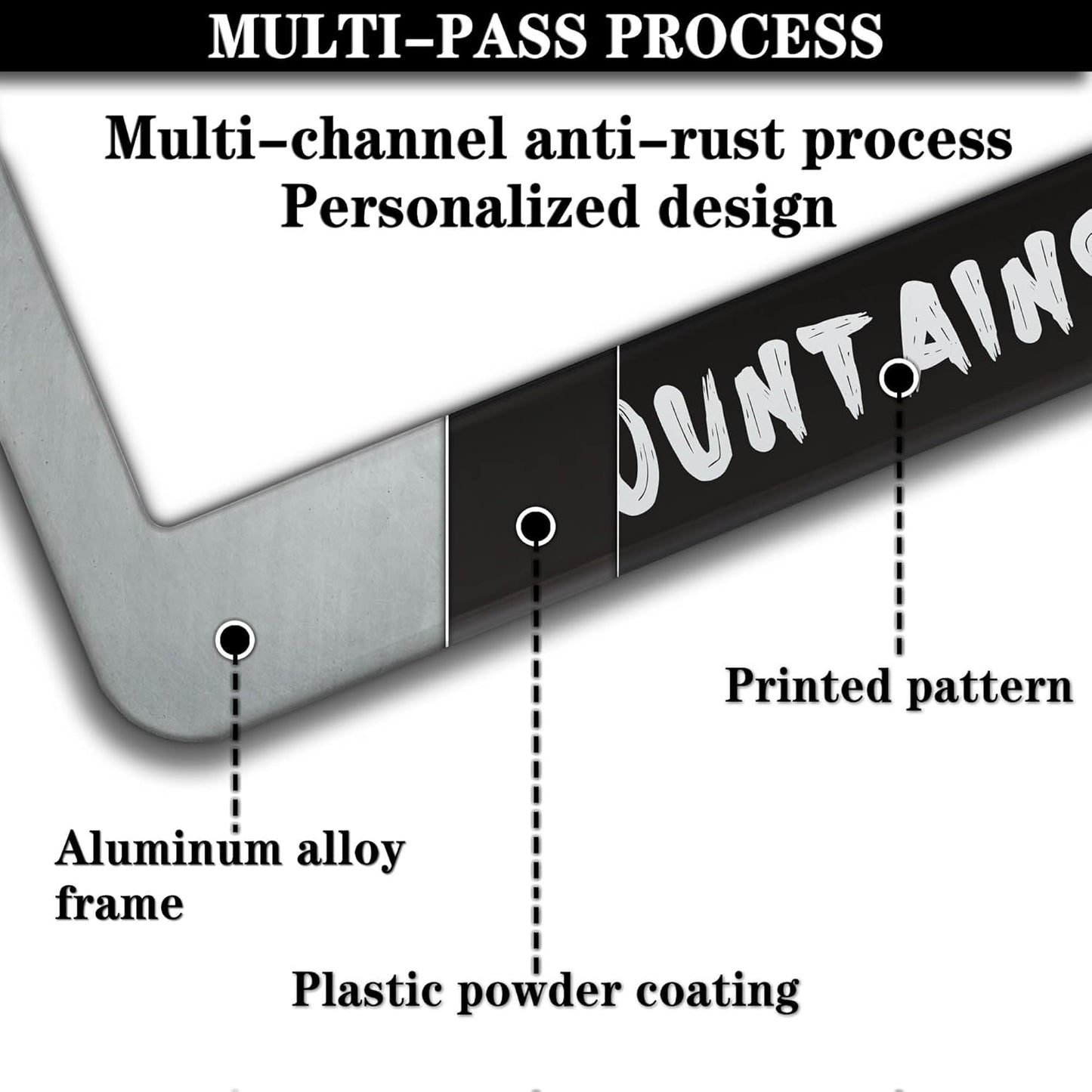 Plate Cover for Car Black and White License Plate Frames The Mountains are Calling Aluminum Metal Car Accessory 2 Pack with Screw Covers Set