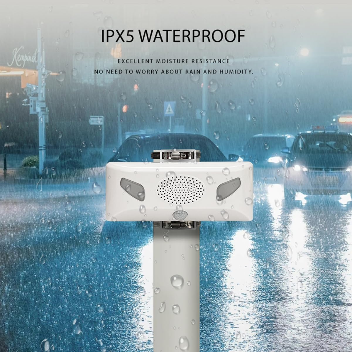 Sound Strobe Warning Lights, LED Intelligent Microwave Sensor Automatic Voice Prompter, IP65 Waterproof & Dustproof Infrared Visual Alarm Speaker for Outdoor Safety, Forest Fire Prevention.