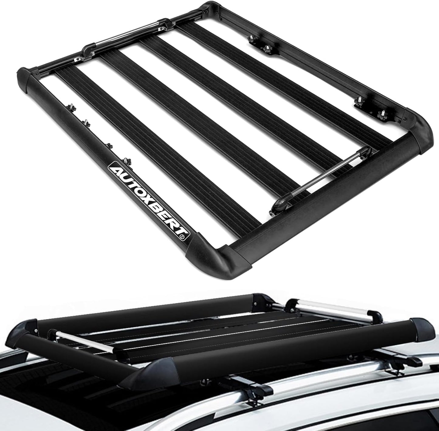 AUTOXBERT 50" x37.8" x3.54" Universal Aluminum Roof Rack Rooftop Cargo Carrier Luggage Basket 330LBS Heavy Duty Car Top Luggage Holder or Cars SUVs and Trucks