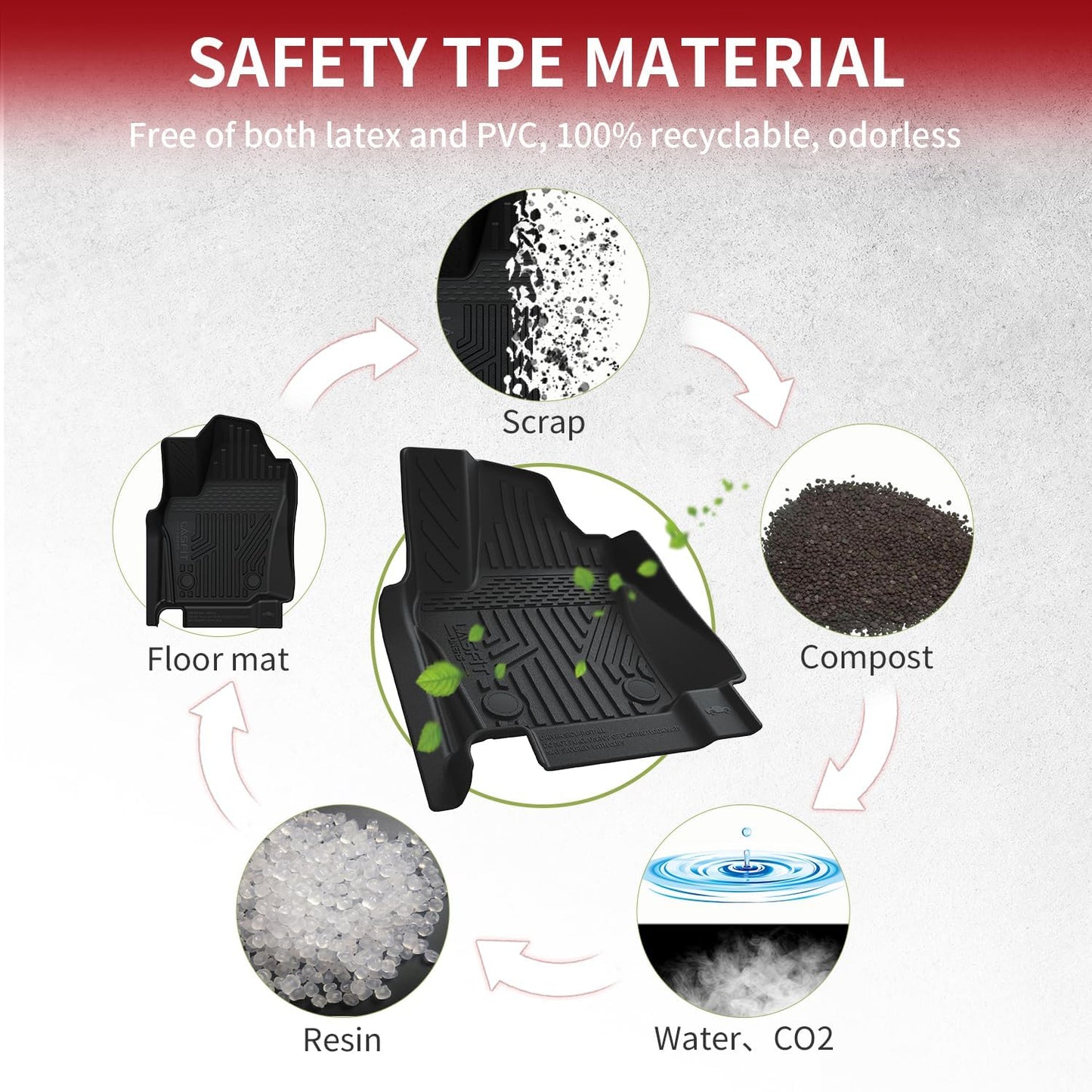 LASFIT Floor Mats for Toyota Tacoma 2024 2025 Double Cab (Only Fit Hybrid) All Weather Floor Liner for Tacoma TPE Custom Fit Car Mats Front&Rear 2 Row Mats,Black (Automatic Transmission)