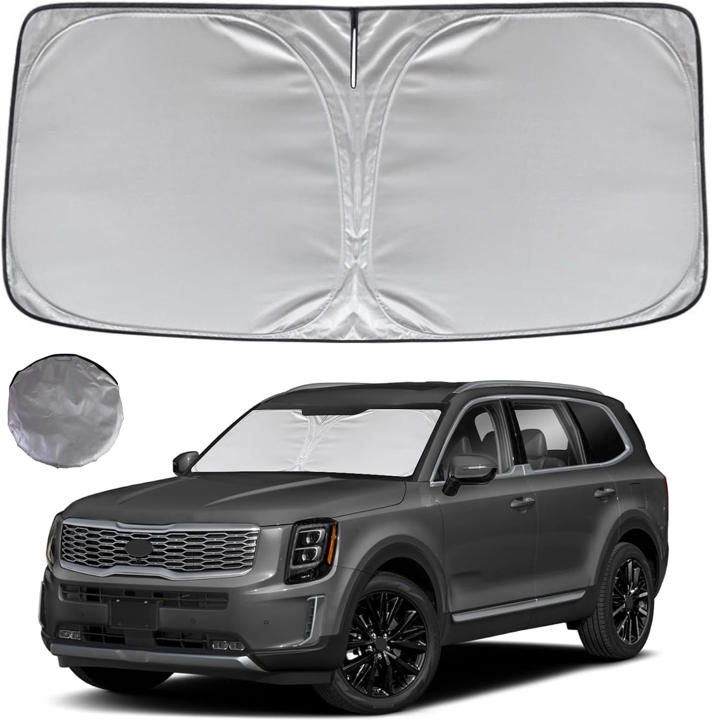 KAYZT Windshield Sun Shade for 2020-2025 Kia Telluride Foldable Sunshade SUV Front Window Custom Fit Car Accessories