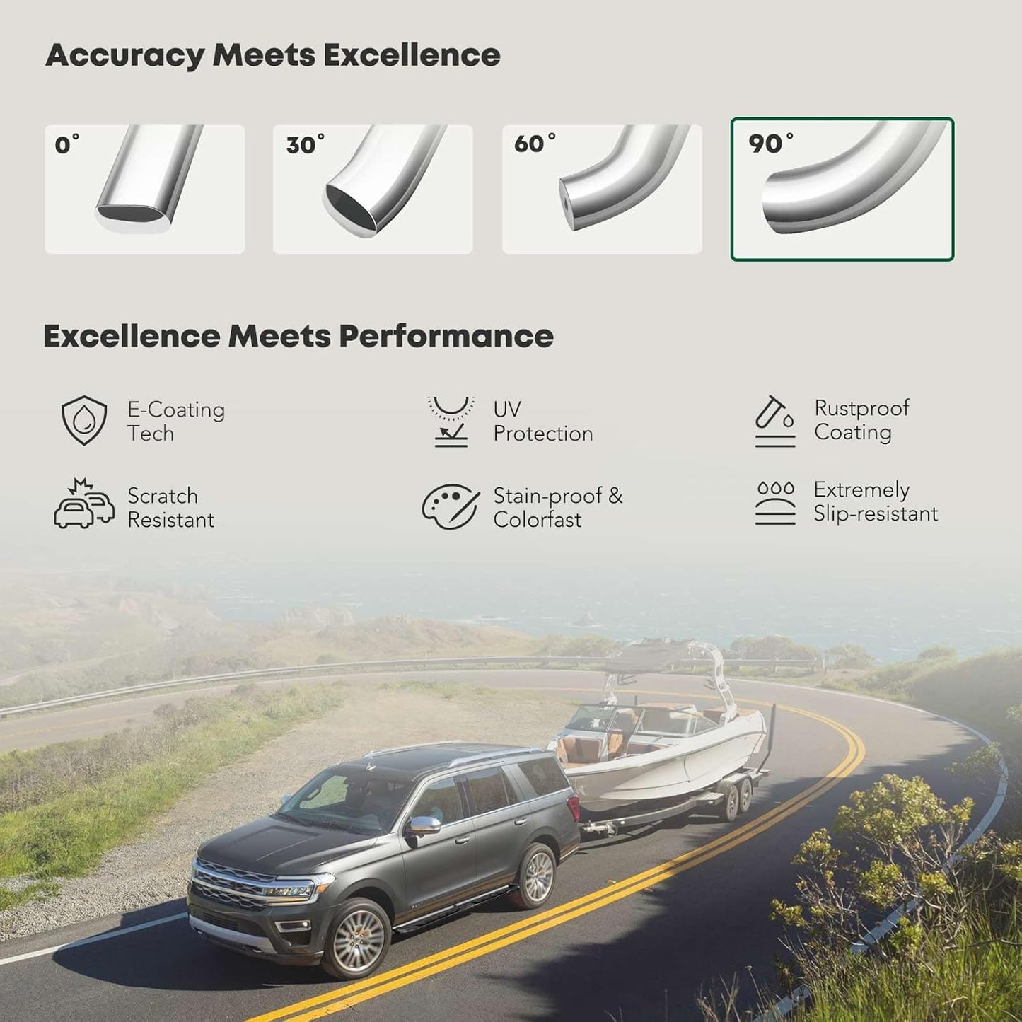 YHTAUTO 3 Inch Running Boards Side Step Bars Fit for 1999-2019 Chevy Silverado & GMC Sierra 1500 LD/2500/3500 - Extended/Double Cab, 90-Degree Bent S/S Polished Cab Side Step Rails, Set of 2