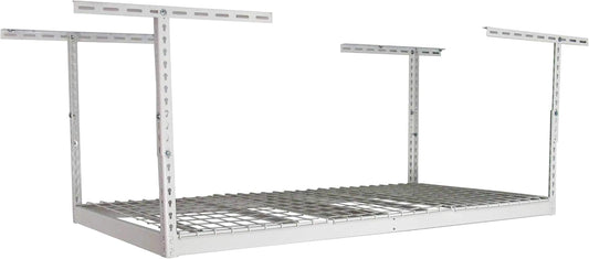 MonsterRax Garage Ceiling Storage Rack - Heavy Duty 400 lb Capacity, Adjustable Shelving, Ceiling Mount, 3x6 White (12"-21")