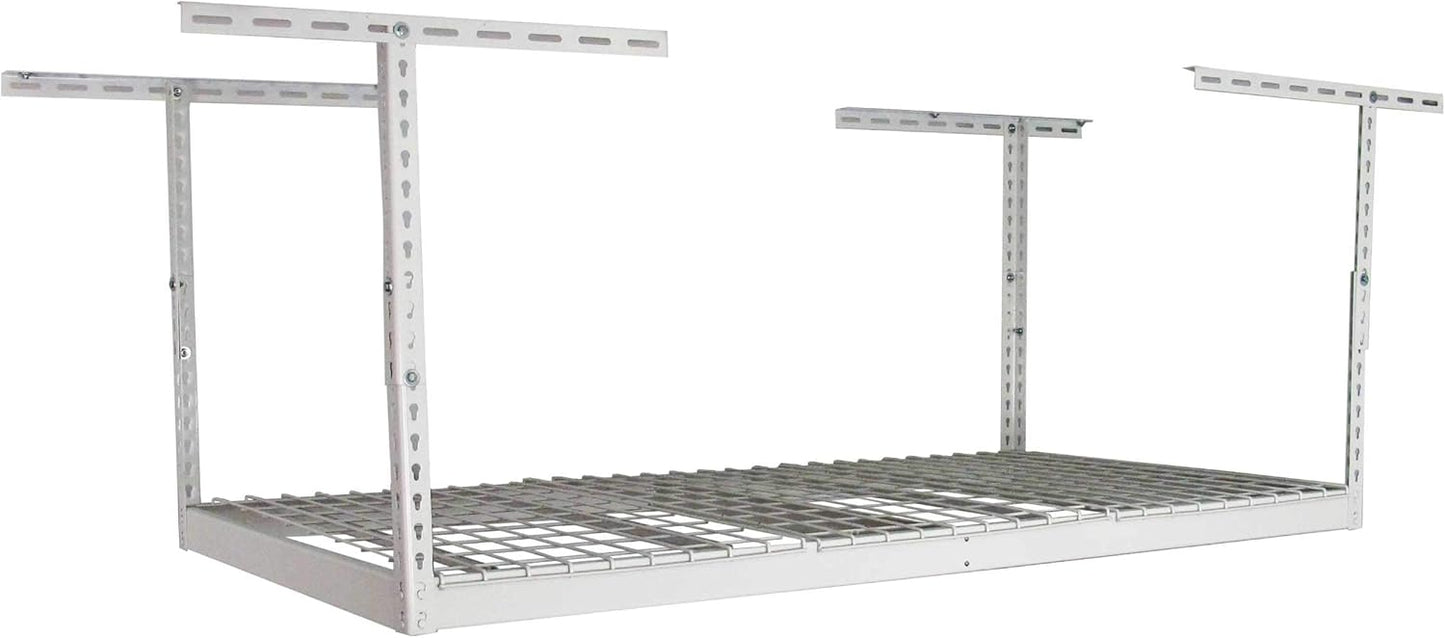 MonsterRax Overhead Storage Rack - Heavy Duty Shelving, 400 lb Capacity, Adjustable Rack, Ceiling Mount Shelves 3x6' White (18-33'')