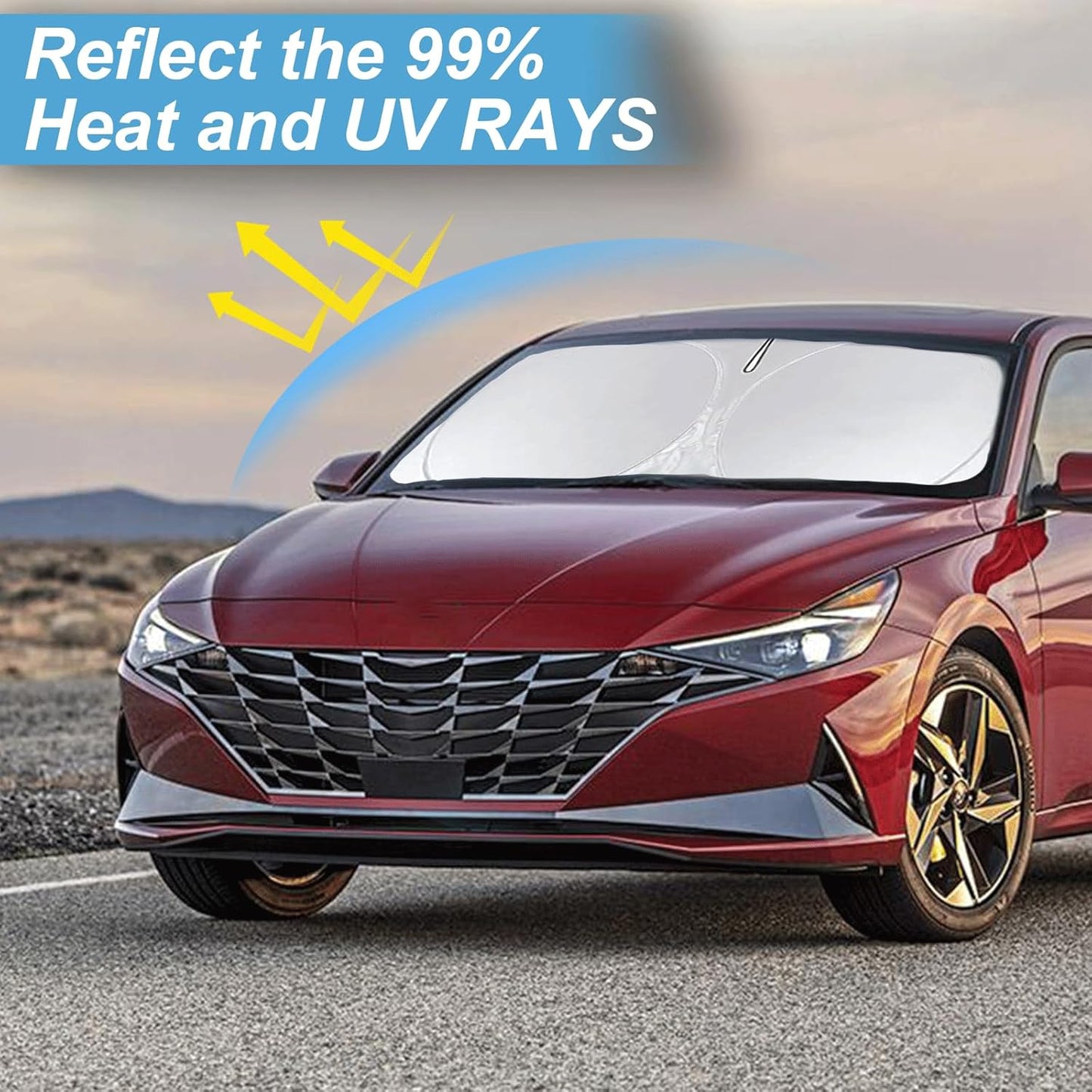 Sun Shade Sunshade Custom Fit for 2017-2020 Hyundai Elantra Accessories, Car Front Window Shield for Elantra Foldable 240T Silver Sun Visor Windshield Cover Blocks UV Rays Heat Keep Car Cooler