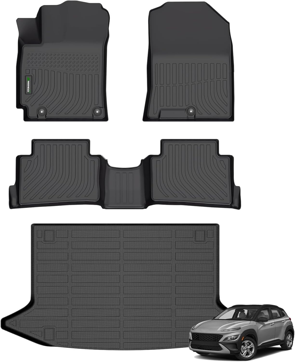 ANBINGO®Floor Mats Fit for Hyundai Kona 2018-2023 (No for EV)&Cargo LinerAll Weather Mats for 2019 Kona TPE Car Mat Rugs for 2020 Kona Rubber Trunk Carpet for 2021 Kona Automotive