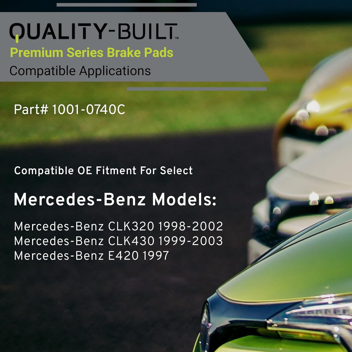 Premium Ceramic Front Brake Pads (1001-0740C) Replacement for Mercedes-Benz CLK320 2002-1998, CLK430 2003-1999, E420 1997