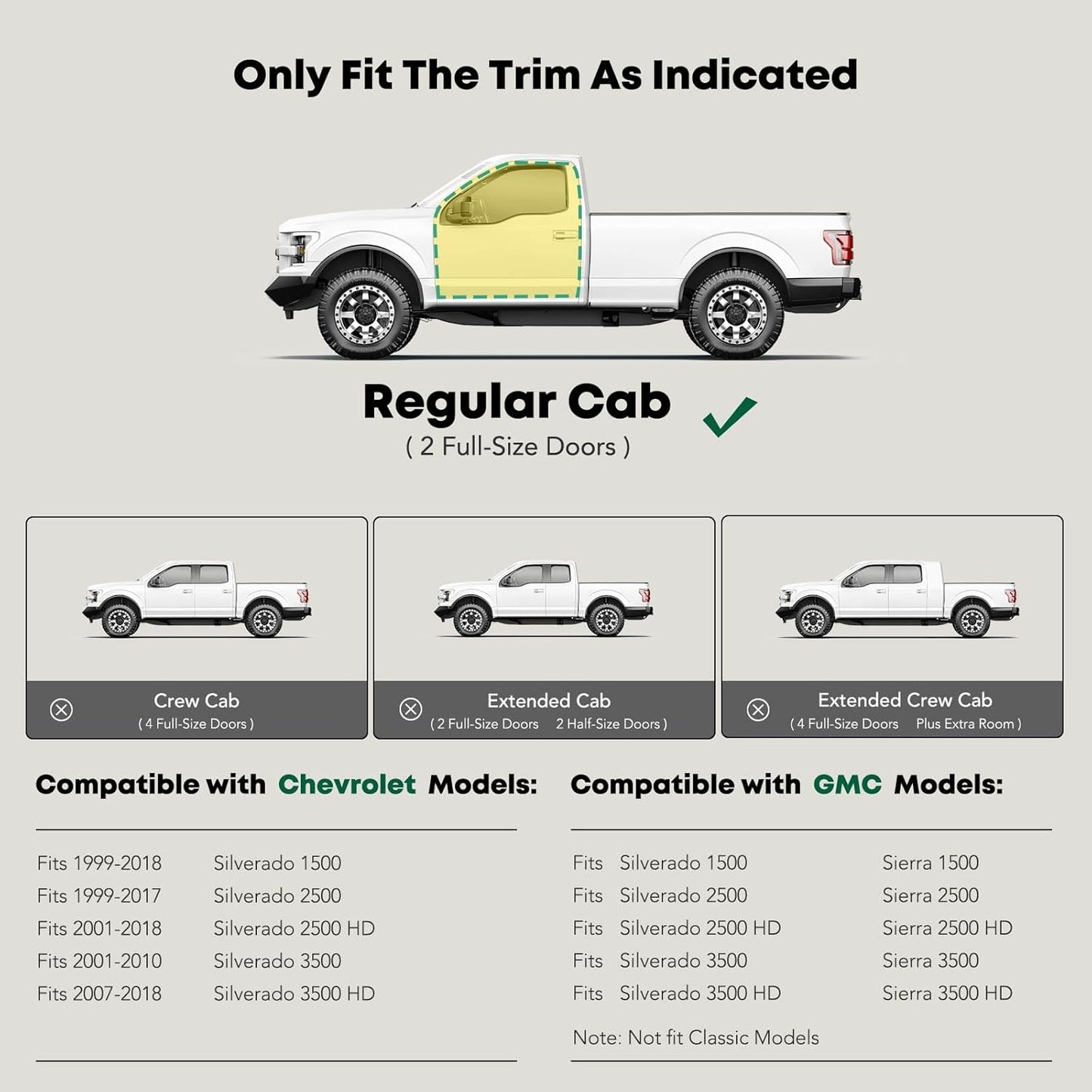 YHTAUTO 3 Inch Running Boards Side Step Bars Fit for 1999-2018 Chevy Silverado & GMC Sierra 1500/2500 HD/3500 HD - Standard/Regular Cab, Carbon Steel Black Powder 90-Degree Bent End Truck Step Rails