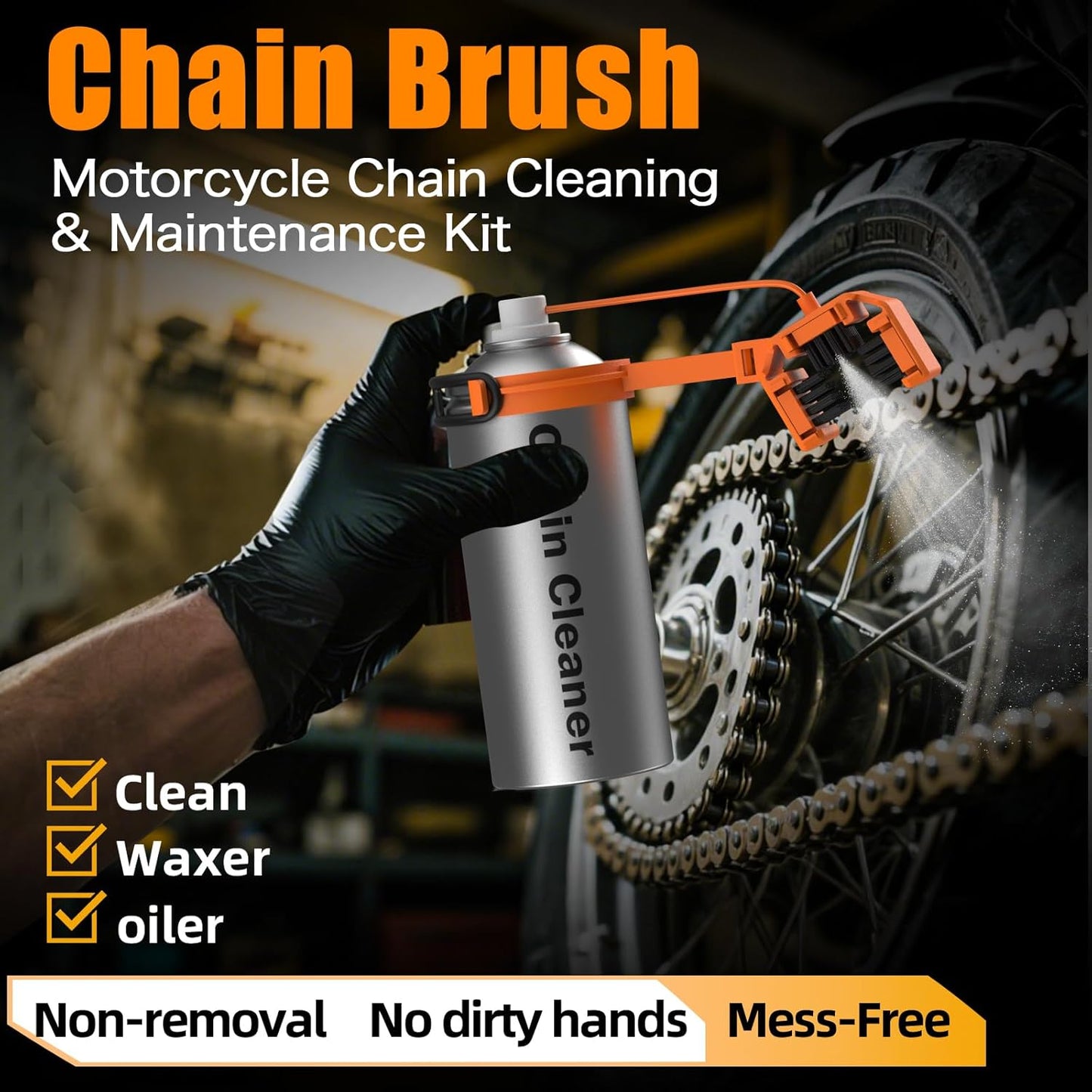 Motorcycle Chain Cleaning Kit, Motorcycle Chain Cleaning & Lubrication Kit, Compatible with Motorcycles, Streetbikes & Motorsport Bikes, Chain Oiler Tool with Applicator for 428/520/525/530 Chains