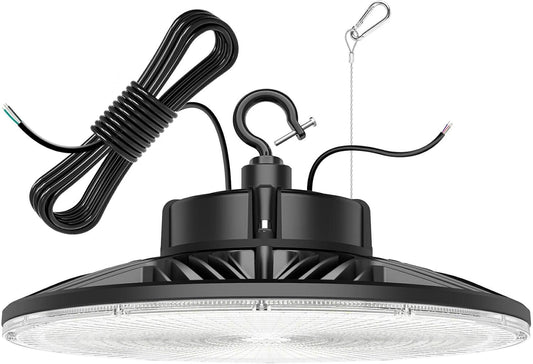 480V High Bay LED Lights 240W 36000LM(150LM/W) UL DLC Listed 0-10V Dimmable UFO High Bay Lighting 240W 200W 150W Adjustable 5000K IP65 Barn Workshop Warehouse Gym Factory Light