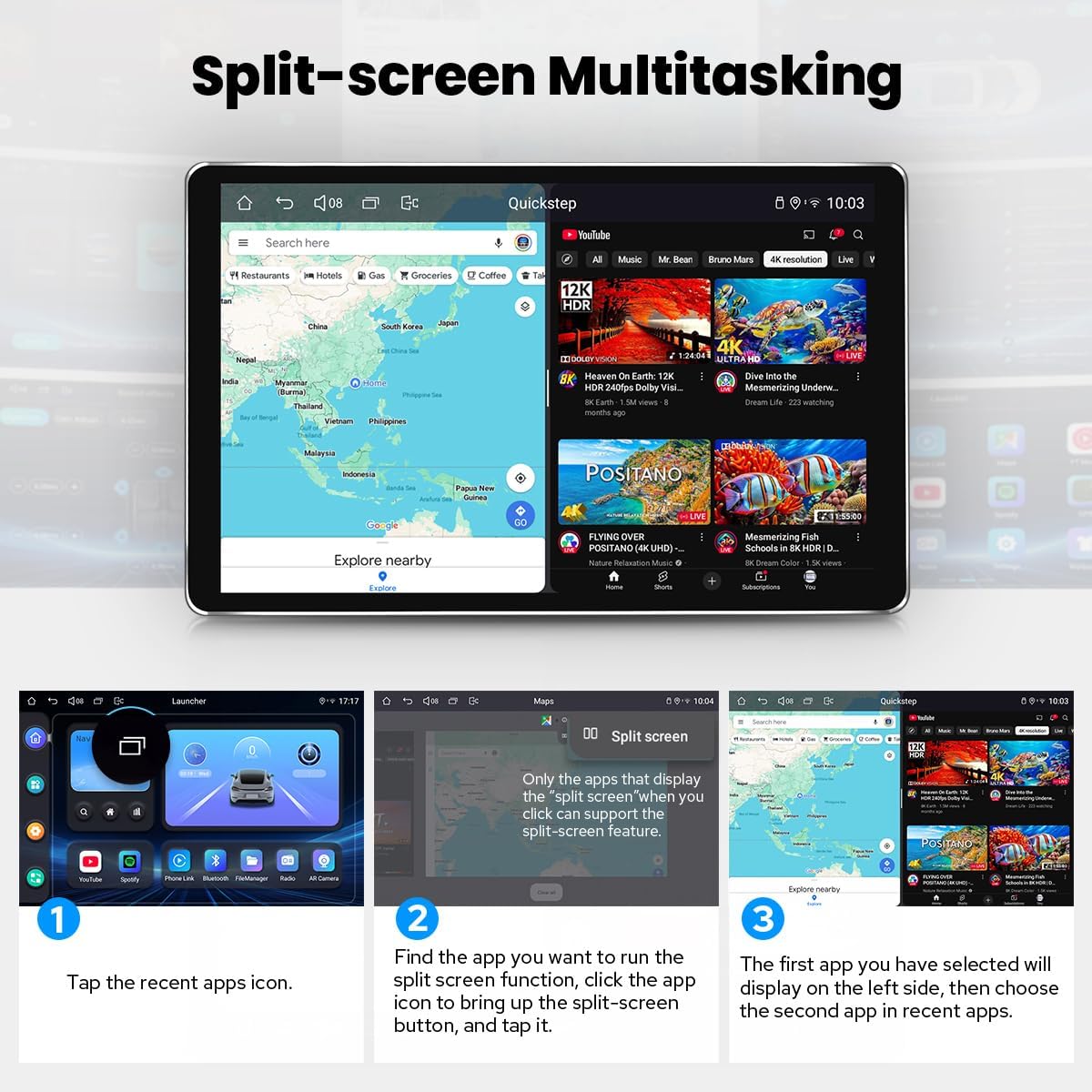 Joying Single Din Touchscreen Radio 10.1 Inch Car Stereo with Apple Carplay & Android Auto, 8GB+128GB Android 13 Head Unit with Mirror Link, AM/FM, Bluetooth, SWC, GPS(JY-UTS10N8)