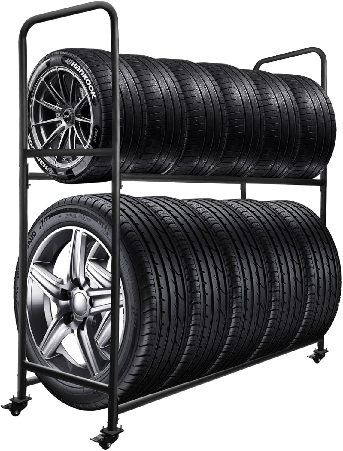 Rolling Tire Rack For Garage,Tire Storage Rack,Adjustable Metal With 4 Self-Locking Swivel Caster,Height 59”, With a Heavy-Duty Load Capacity Of 660 Pounds