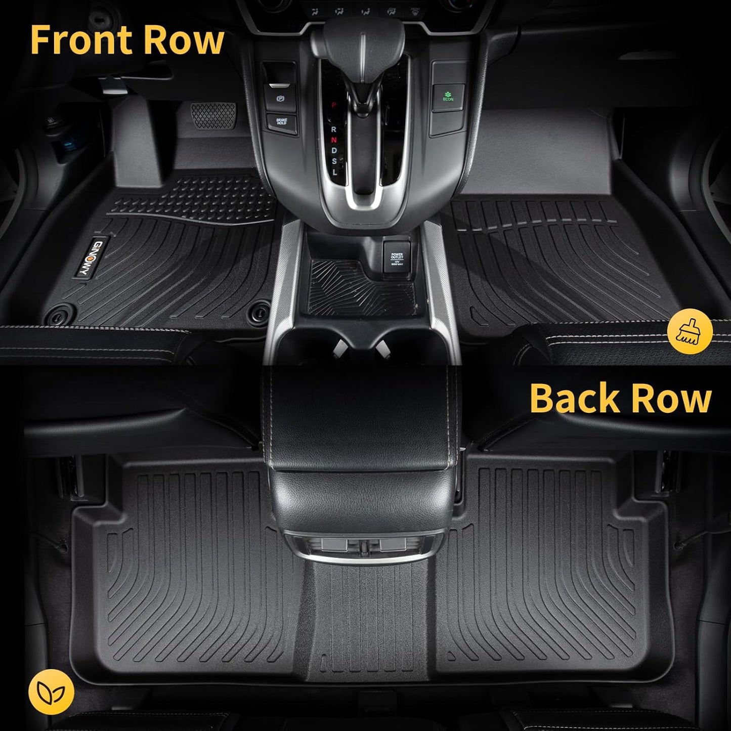 GINOWY-Floor Mats & Cargo Liner Set for 2018-2025 Volkswagen Atlas, 7 Passenger, TPE All Weather Car Mats Floor Liners for VW Atlas 7 Seater Waterproof Cargo Trunk Mat Accessories Mats