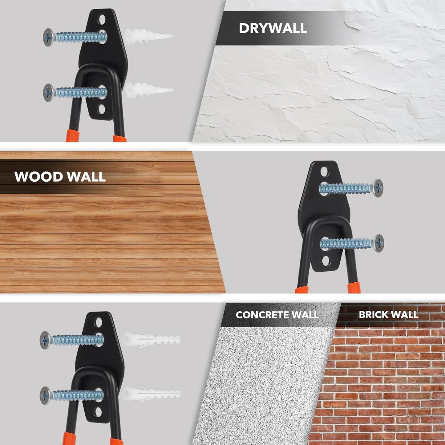 2 Pack Heavy Duty Steel Utility Wall Hooks, Wall Mount Garage Storage Organizer for Hanging Ladders, Bikes,Garden Tools, Skis