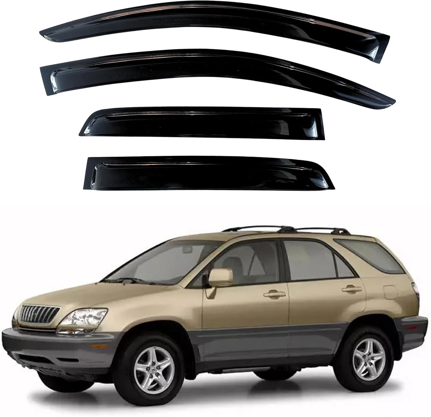 KPY Window Visor Compatible with Lexus RX300 1999-2003, 4PC Rain Guard Side Window Vent Deflectors Tape-On Style, 1999 2000 2001 2002 2003