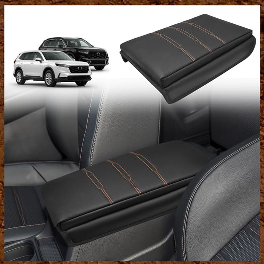 Muslogy Center Console Cover Extra Thick Armrest Pad Compatible with Honda CR-V 2023+ & CRV Hybrid Accessories Arm Rest Cushion Padding Anti-Scratch Middle Console Pad Leather Armrest Lid Protector