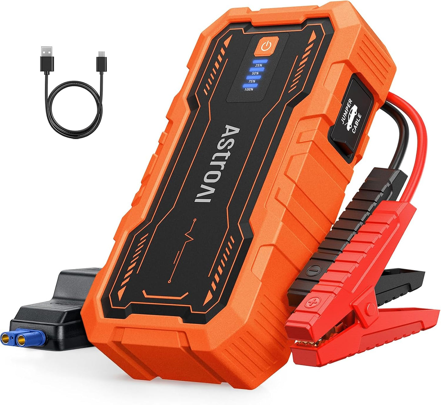 AstroAI S8 Pro Car Battery Jump Starter, 3000A Peak Jump Starter Battery Pack for Up to 9.0L Gas & 7.0L Diesel Engines, 12V Portable Jumper Box with 3 Modes Flashlight and Jumper Cables，Orange