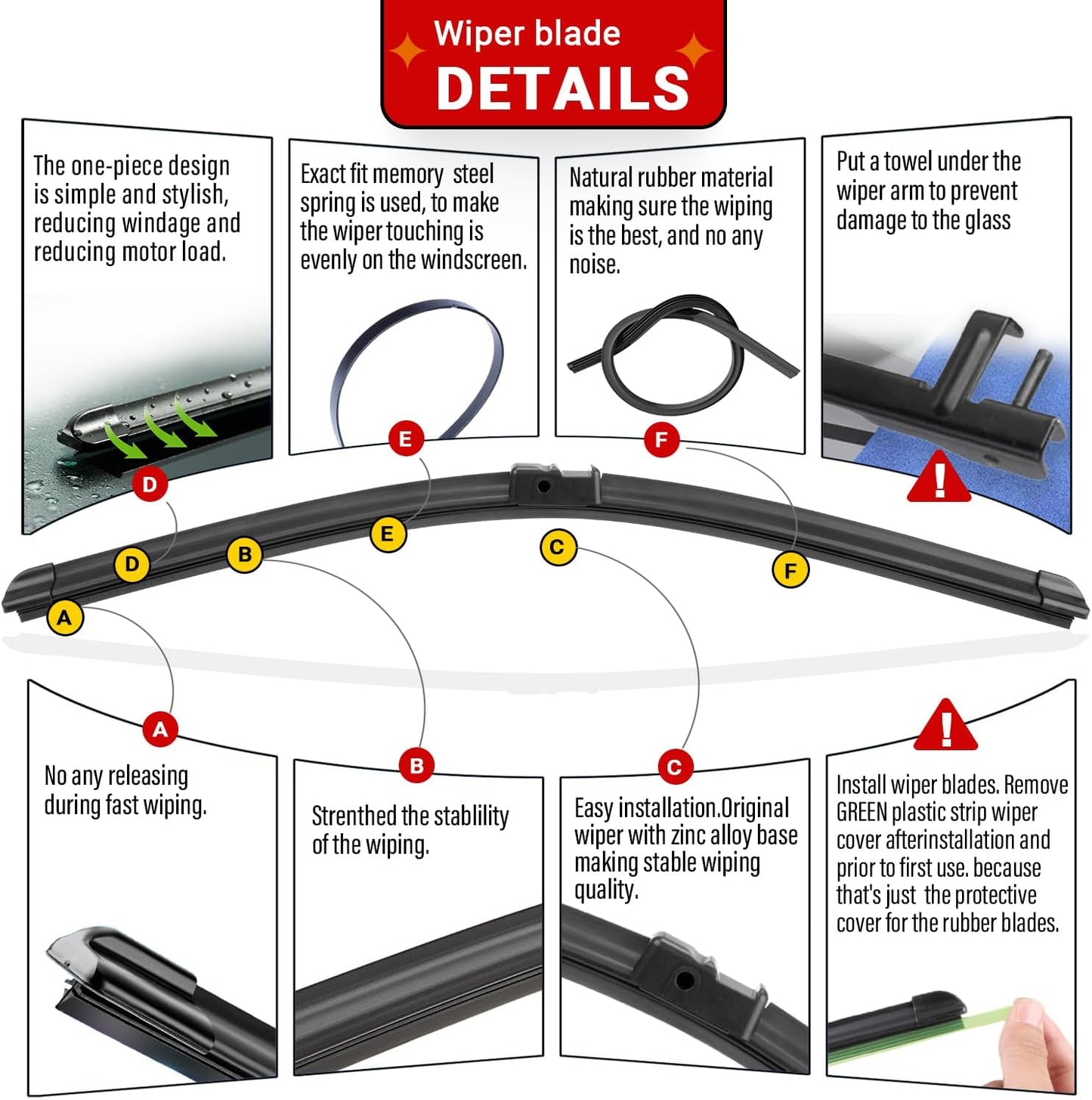 Windshield Wiper Blades Replacement for BMW X3 2011 2012 2013 2014 2015 2016 2017 Original Factory Quality Front Rear Wipers Blade Set for My Car - 26" 20" 13" (Pack of 3)