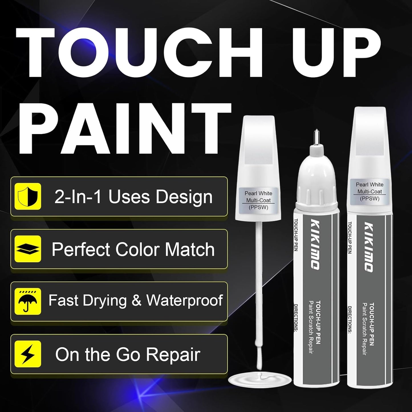KIKIMO for Tesla Touch Up Paint(Midnight Silver Metallic(PMNG)), Car Paint Repair Kit for Tesla Model Y/3/S/X, 2 In 1 Scratches Repair with Pen Tip and Brush, Color-Matched for Quick & Easy Fix