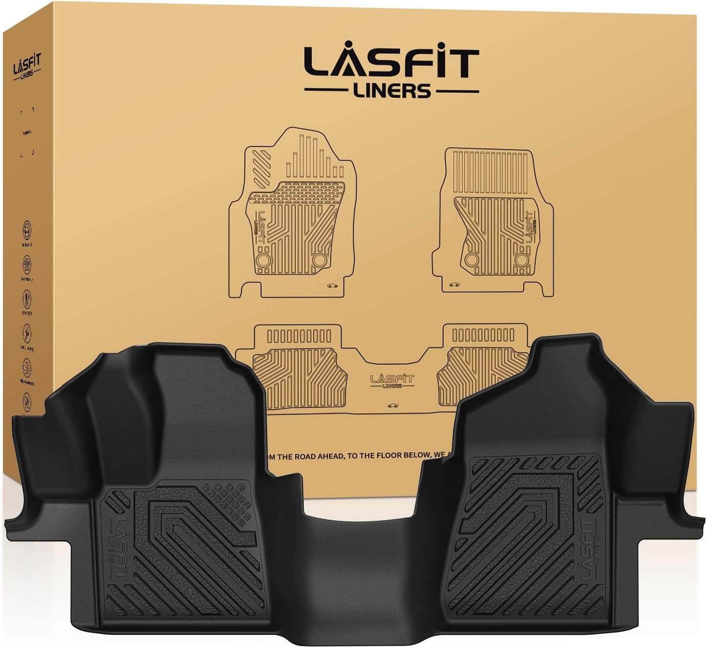 LASFIT Front Floor Mat for 2015-2021 Ford Transit 150/250/350/350HD with Vinyl Floor(Not Fit for Transit Connect) All Weather Protector TPE Car Floor Liner for Transit Vans, 1st Row Only, Black