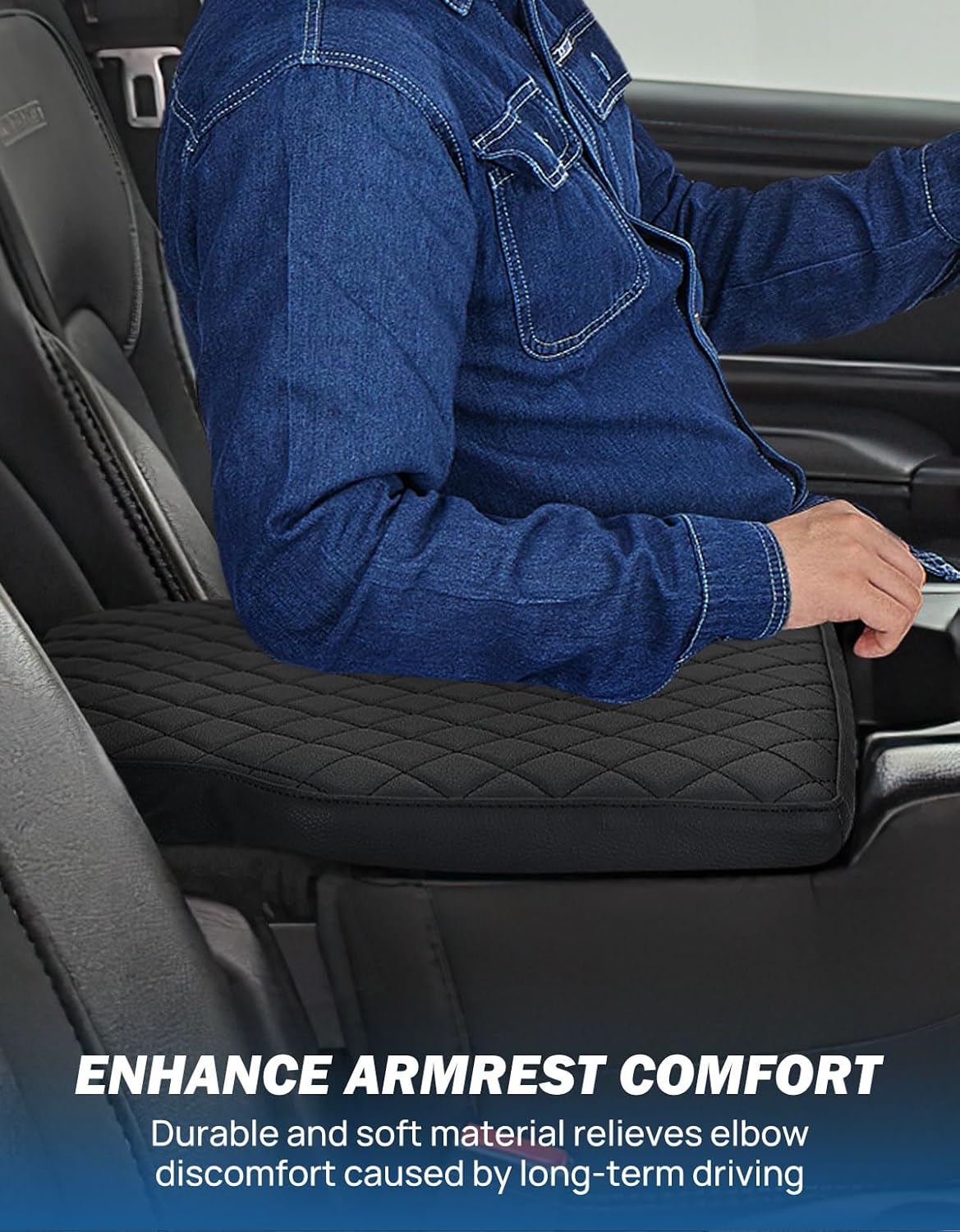 JOYTUTUS Center Console Cover Compatible with 2019-2024 2025 Ram 1500 New Model Jump Seat Console, Leather Arm Rest Armrest Cover for Car, Durable Middle Console Cover, Car Arm Rest Cover Replacement