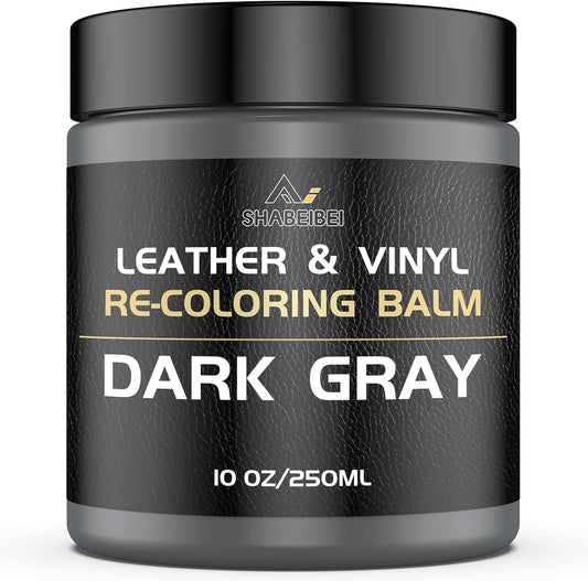 Leather Recoloring Balm,10oz Leather Color Restorer Leather Repair Kit for Furniture Car Leather Scratch Remover, Dark Gray Leather Color Restorer for Couches,Leather Dye Paint for Faded