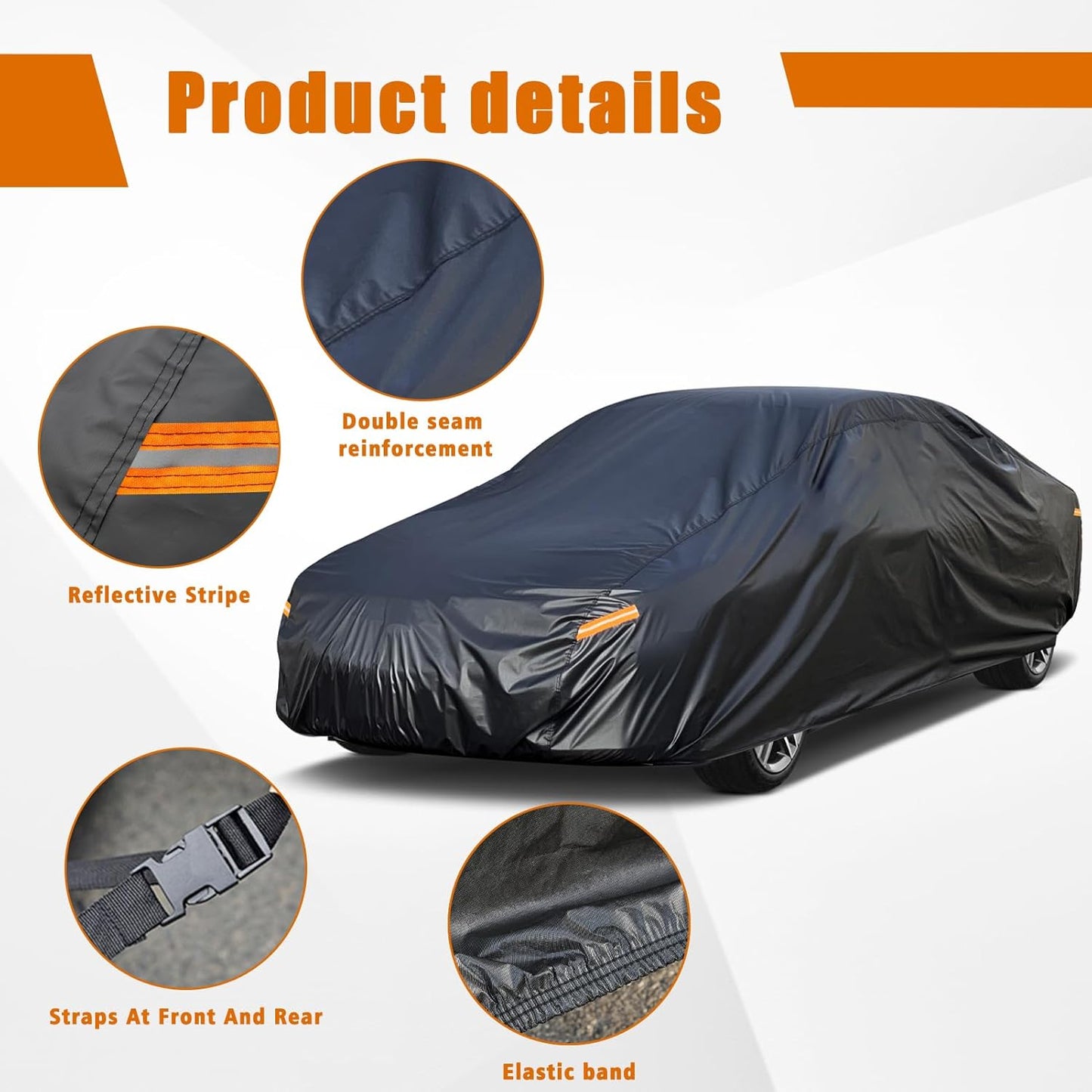 Kayme 7 Layers Car Cover Custom Fit for Audi A7 S7 RS7 (2010-2025) Waterproof All Weather for Automobiles, Outdoor Full Cover Rain Sun UV Protection.Black