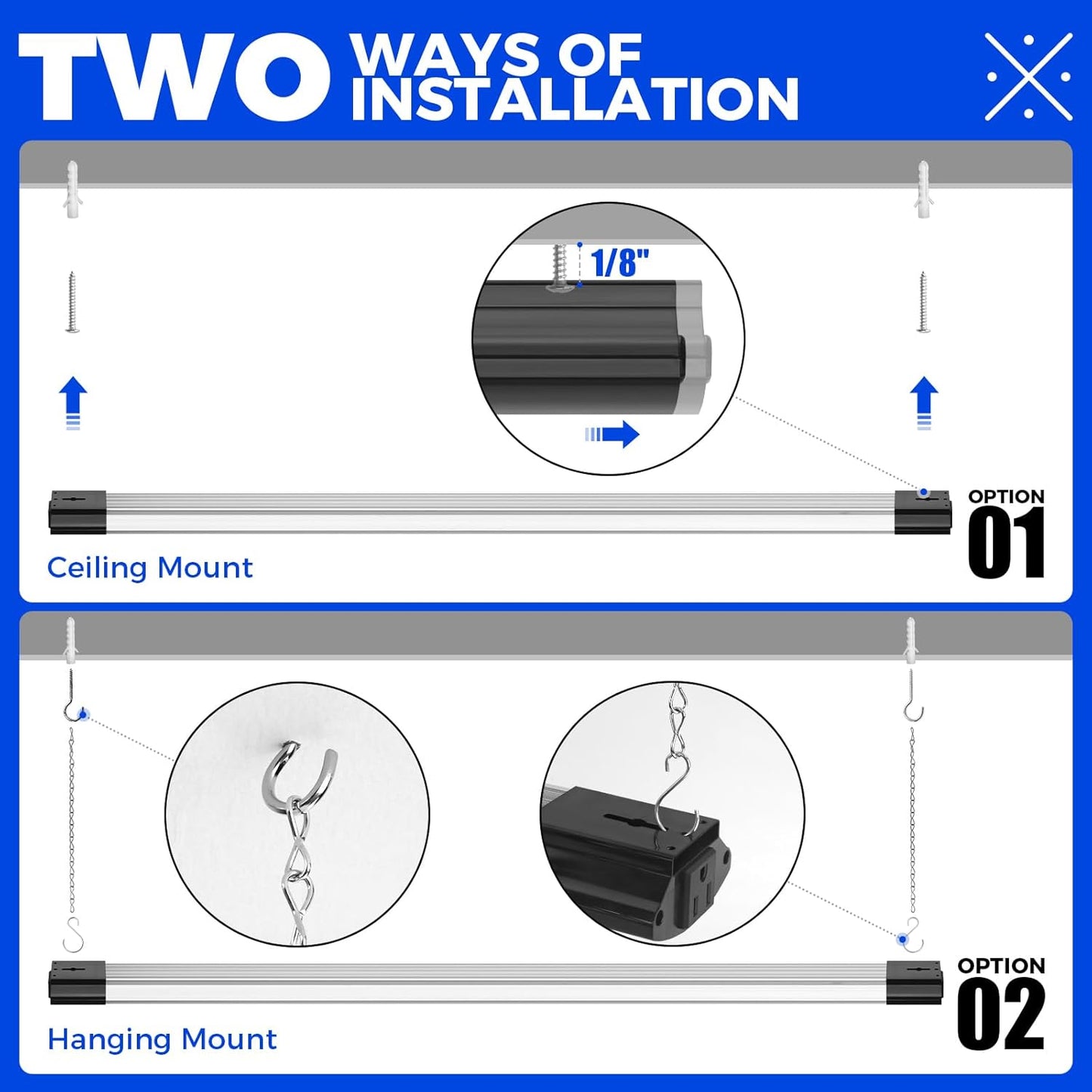 Barrina BS84 LED Shop Lights for Workshop 4FT, 84W, 10000LM, 6500K Utility Shop Lights, Pull Chain ON/Off, Hanging or Flush Mount, ETL, 10 Packs