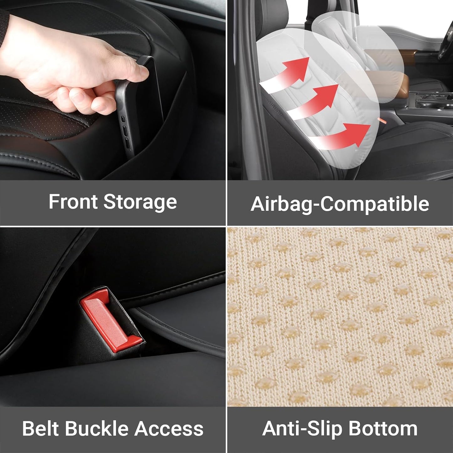 Coverland Custom Car Seat Covers Compatible with 2007-2014 Sierra 2500HD Crew Cab - Premium Leather Non-Slip Memory Foam Waterproof Interior Protector Full Set-Black [See Size Chart-Size X136]