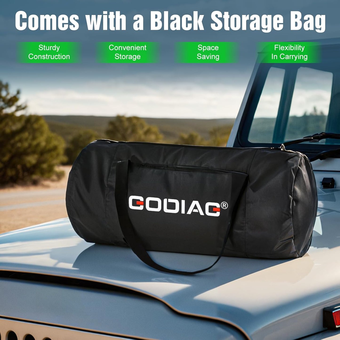 GODIAG 1"×30ft Kinetic Recovery Tow Rope (46500lbs) Heavy Duty Energy Rope with 2 Soft Shackles, 30% Elasticity Offroad Power Strap for Truck Jeep Car ATV UTV Tractor