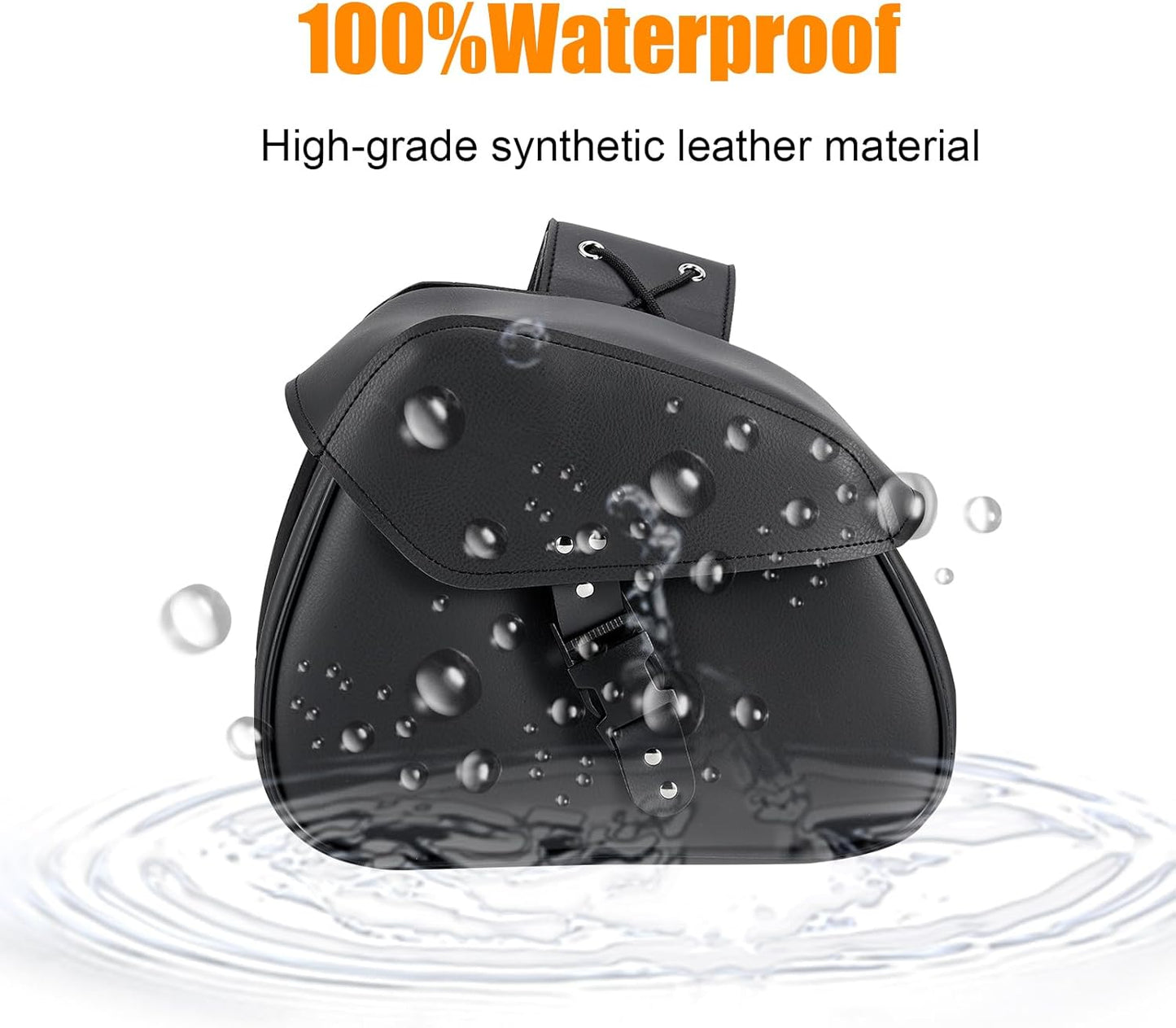 Motorcycle Saddle Bags Synthetic Leather Luggage Bag Waterproof Throw Over Saddlebags For Motorcycle Softails Sportsters Choppers Dyna V-star Shadow (Single Buckle, Black, 12.6 X 8 X 10)