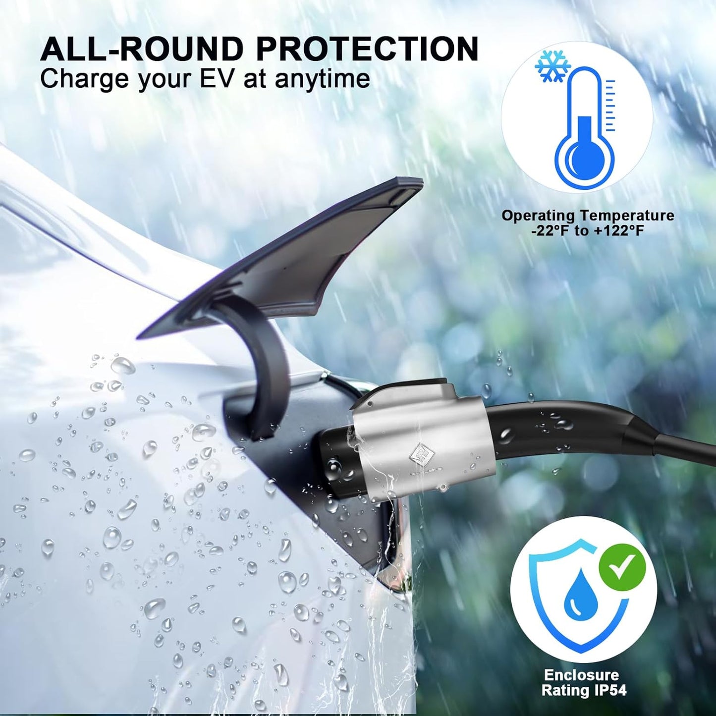 Tesla to J1772 Adapter, for All J1772 EV, 80A 250V Max, Portable and Outdoor EV Adapter, for Tesla High Powered Connectors, Destination Charger, Mobile Charger, Wall Charger, (Silver)