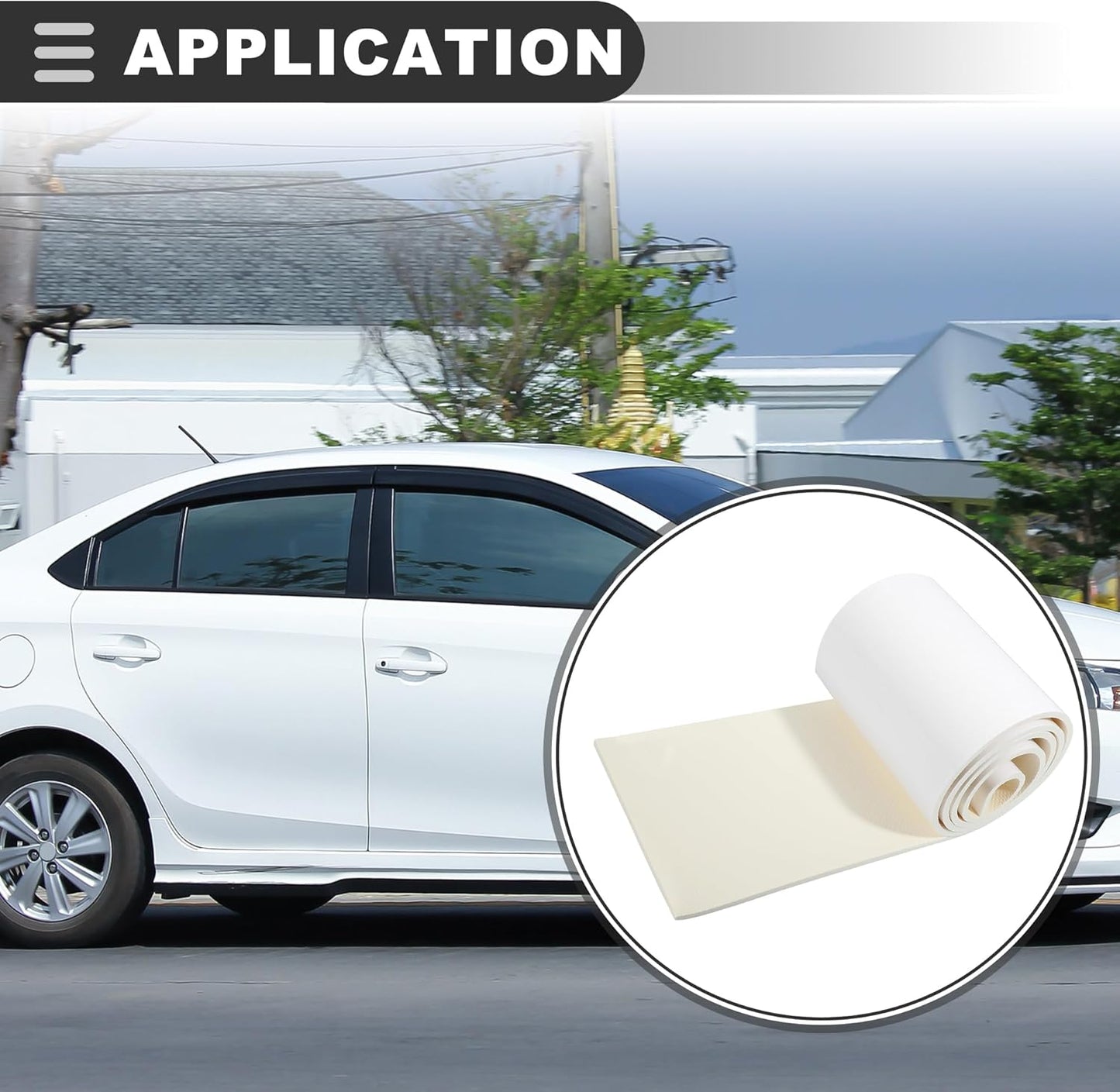 Motoforti Universal Car Garage Wall Guard, 2000x200x6.5mm, PE Foam EVA, White, 1 Pcs