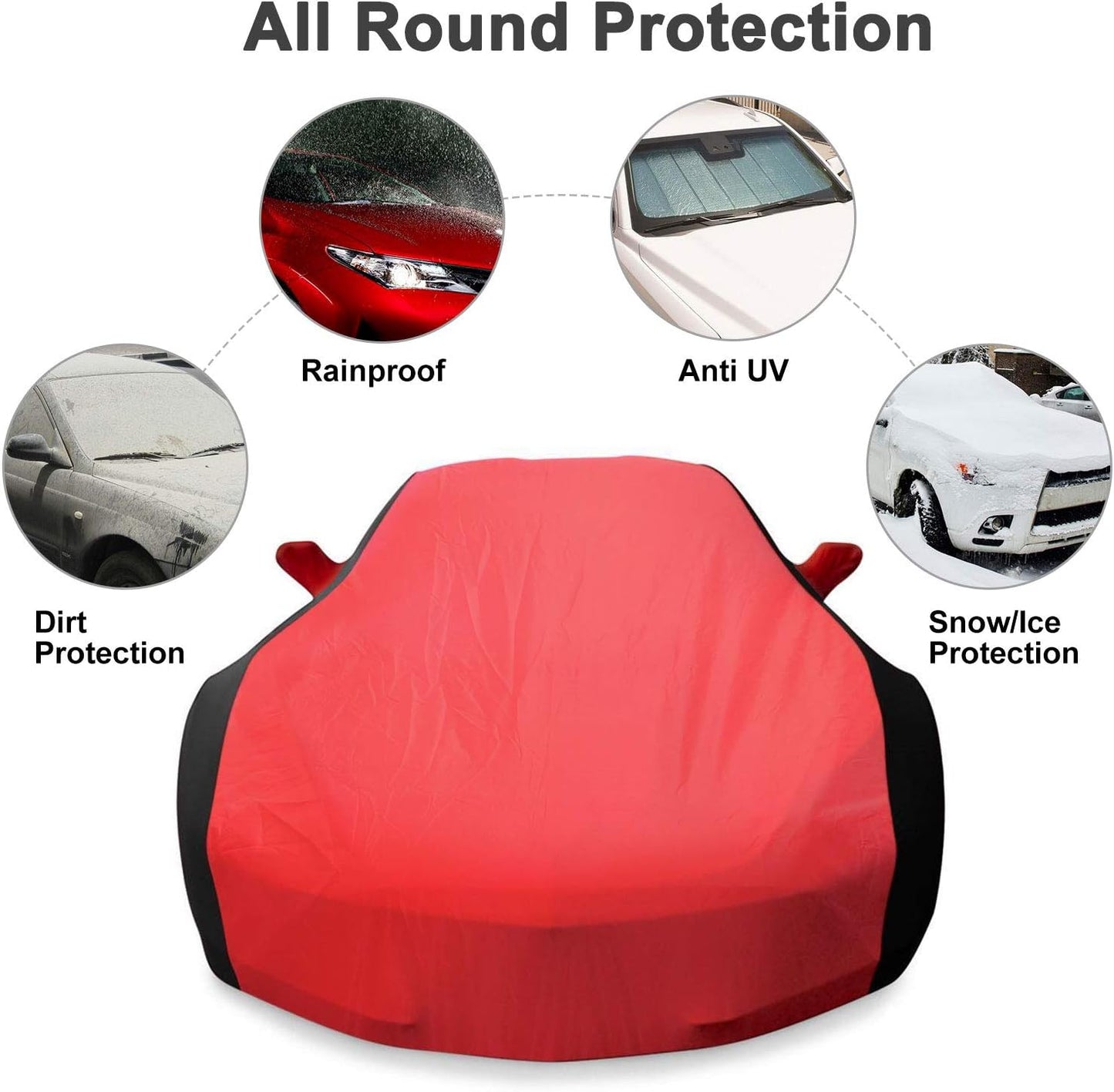 KAKIT Waterproof Car Cover Custom Fit for 2005-2013 C6 Stingray, UV Resistant Fade-Proof Cover for Chevy Corvette, Indoor & Outdoor Use (Red & Black Combo)