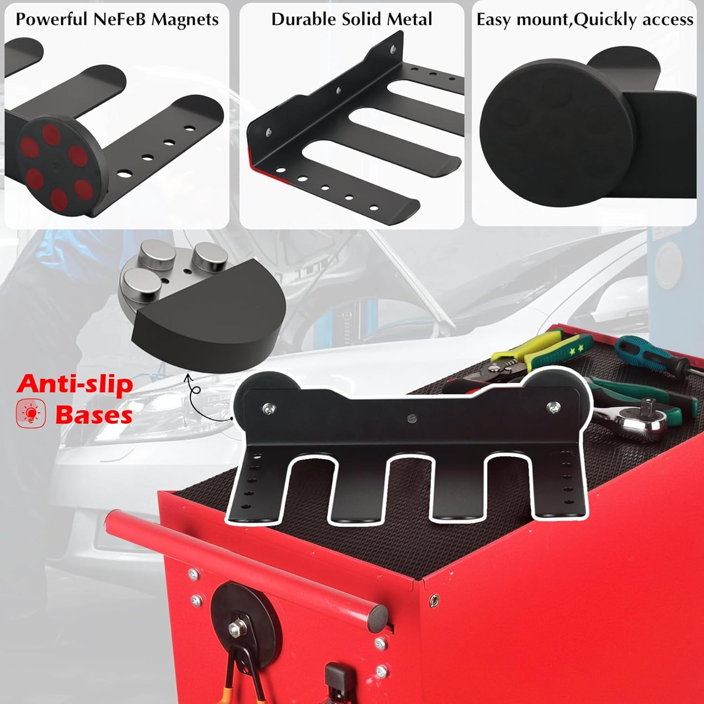 MUTUACTOR Super Power Tool Organizer Heavy Duty,Magnetic Mount Drill Holder Tool Storage,Anti-slip Magnetic Impact Drilling Driver Wrench Holder for Indoors Installation Repair Fixing