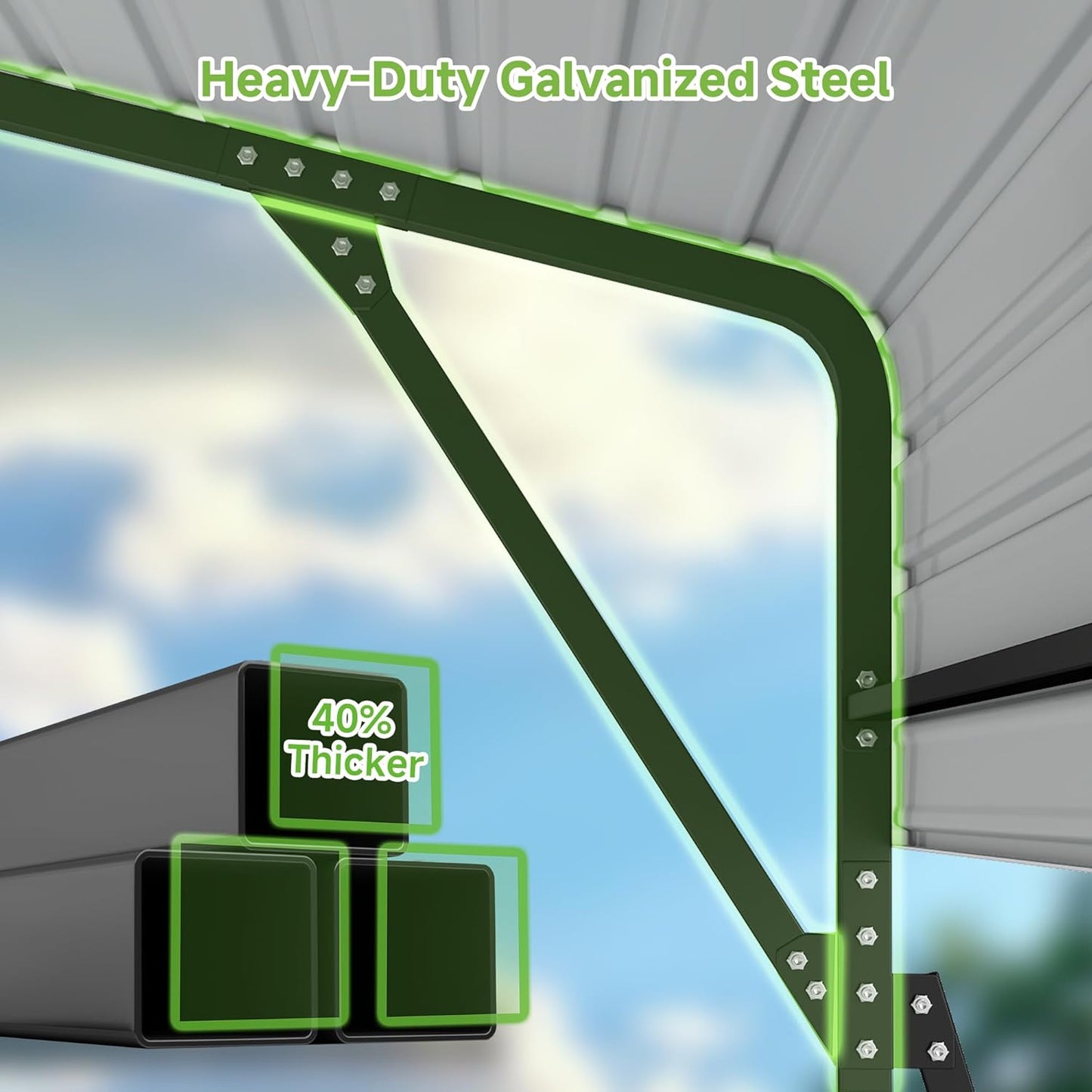 Real Relax 20x20ft Heavy Duty Metal Carport with Galvanized Steel Roof, 4 Support Legs, Outdoor Car Port Shelter for 2 Cars, Trucks and Boats