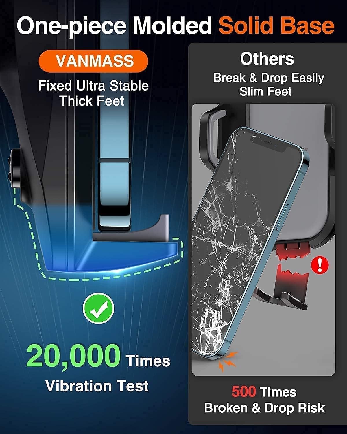 VANMASS [2025 Upgrade Phone Holders for Your Car [Super Suction Cup] Cell Phone Mount Car Dashboard Window Vent Desk Fit for iPhone 16 Pro Max 15 14 Universal Handsfree Automobile Vehicle Cradle