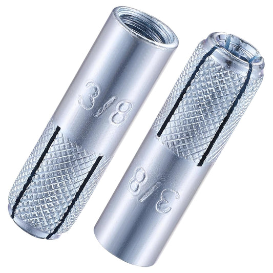 Wensilon(20 pcs) 3/8"-16 Premium Zinc Plated Carbon Steel Drop in Anchors Assortment, Knurled Drop-in-Anchor for Solid Concrete, Internal Forced Expansion Screw Bolts