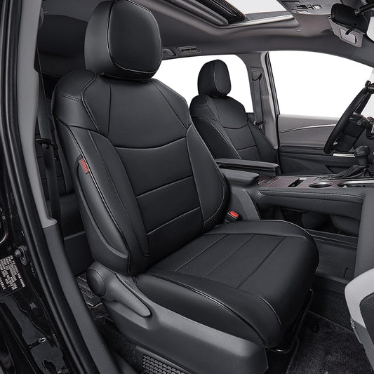 EKR Sienna Seat Covers for 2011-2020 Toyota Sienna XLE,Limited,Limited Premium,7 Seats,2nd Row Captain Seats W/Legrest,Seat Covers for SUV,Automotive Seat Cover Full Set-Three Row,Leather(Black)