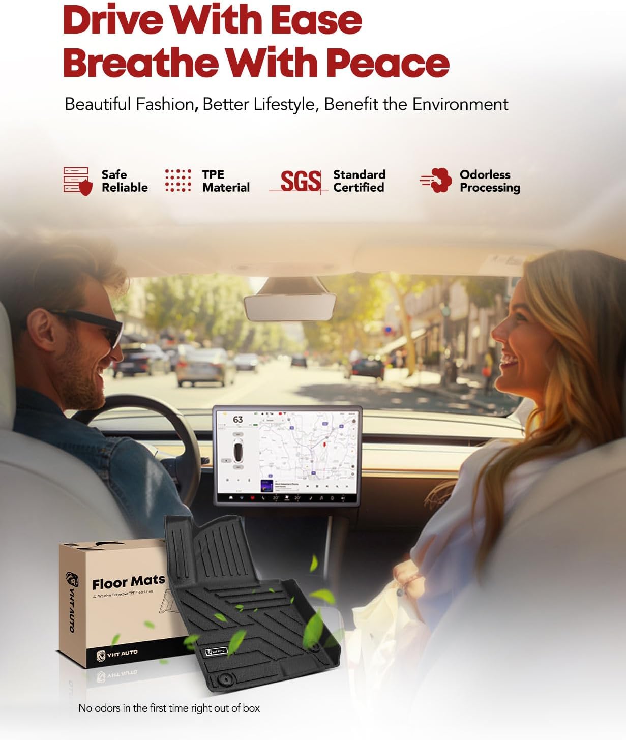 YHTAUTO Floor Mats Fit 2020-2024 Hyundai Sonata & 2021-2025 Kia K5 FWD, TPE All Weather Car Mats Waterproof Anti-Slip Odorless Floor Liner, Interior Car Accessories Front & 2nd Row Liner 3MM