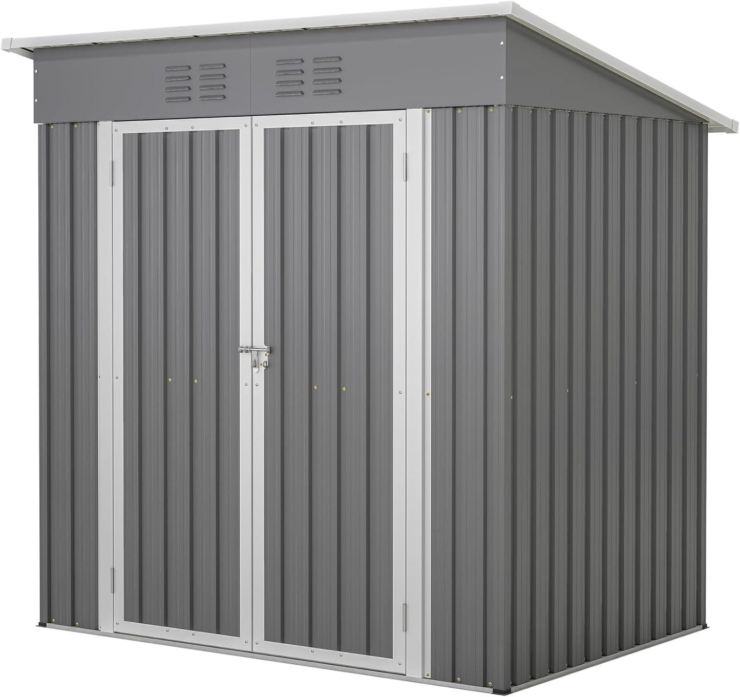 Outdoor Storage Shed,6X4 FT Metal Garden Shed with Lockable Doors & Slooping Roof,Updated Reinforced Door,Tool/Bike Sheds for Backyard, Patio, Poolside,Garage
