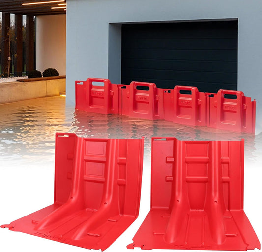 Flood Prevention Barrier, ABS L-Type Baffle Water Barrier Reusable, Door Flood Barriers for Home, Removable Combined for Garage Doors, Warehouses, Basements and School (12pcs)