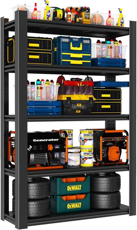 Metal Garage Shelving Unit, Heavy Duty 5-Tier Adjustable Storage Rack, Steel Shelving,2000 lbs Capacity, Industrial Shelves for Heavy Tools and Equipment (5-Tier 59" H x 28" W x 14" D)