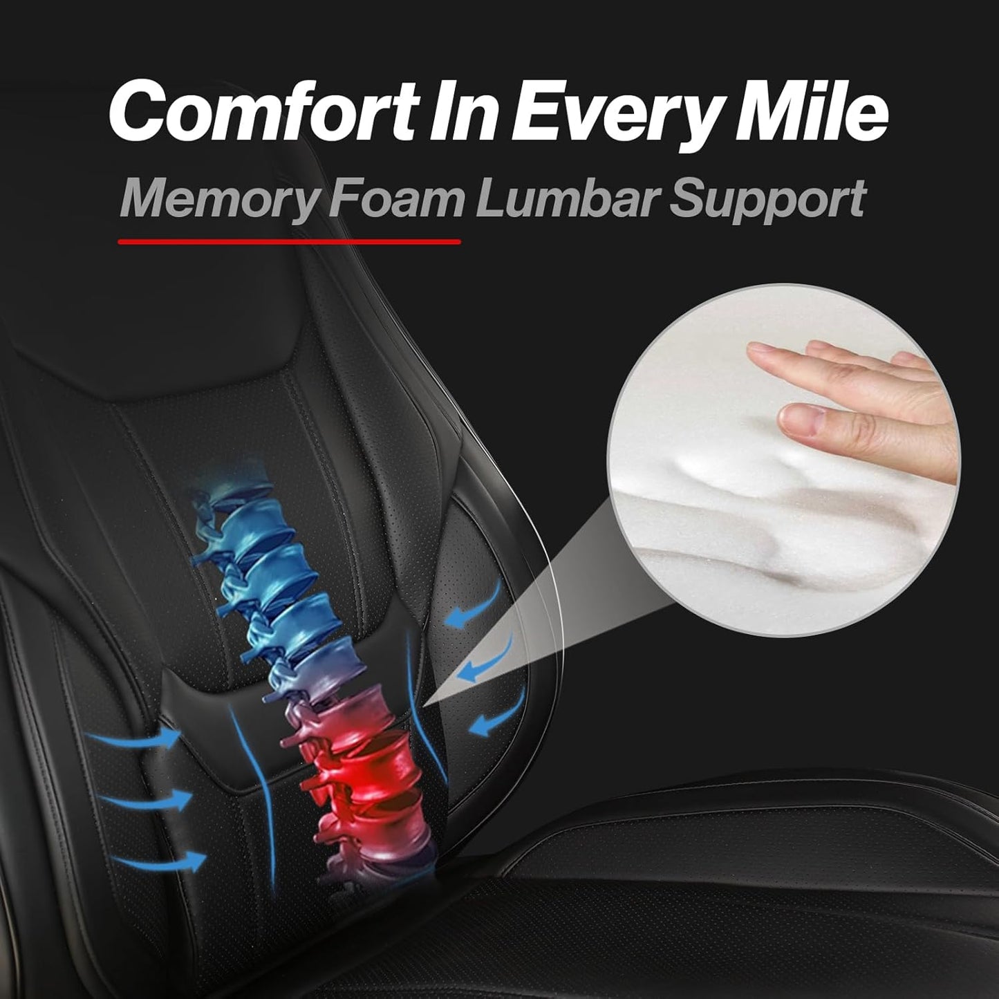 Coverland Custom Car Seat Covers Compatible with 2004-2015 Titan King Cab, Crew Cab - Premium Leather Non-Slip Memory Foam Waterproof Interior Protector Front Seat-Black [See Size Chart-Size A75]