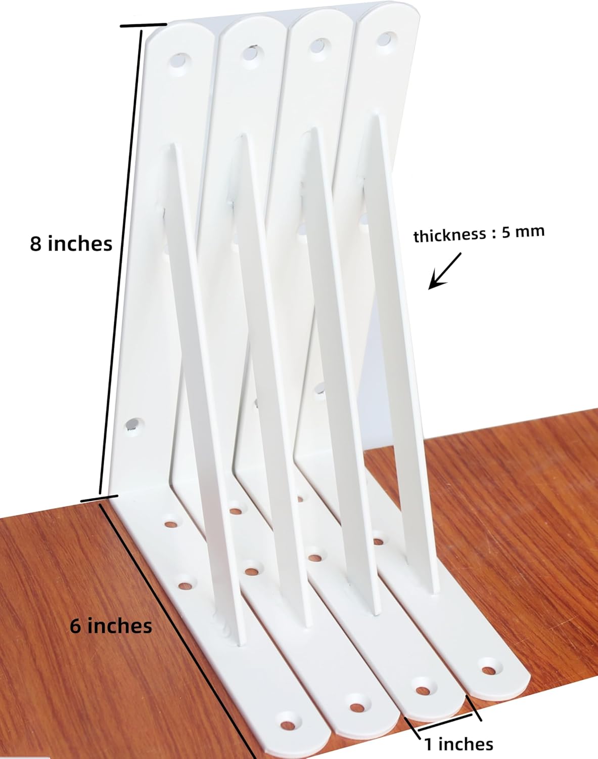 20 Pack L8 x H 6" White Heavy Duty Shelf Brackets with Screws Metal Shelf Brackets Shelf Support Angle Brackets for Shelves L Brackets Heavy Duty Floating Shelf
