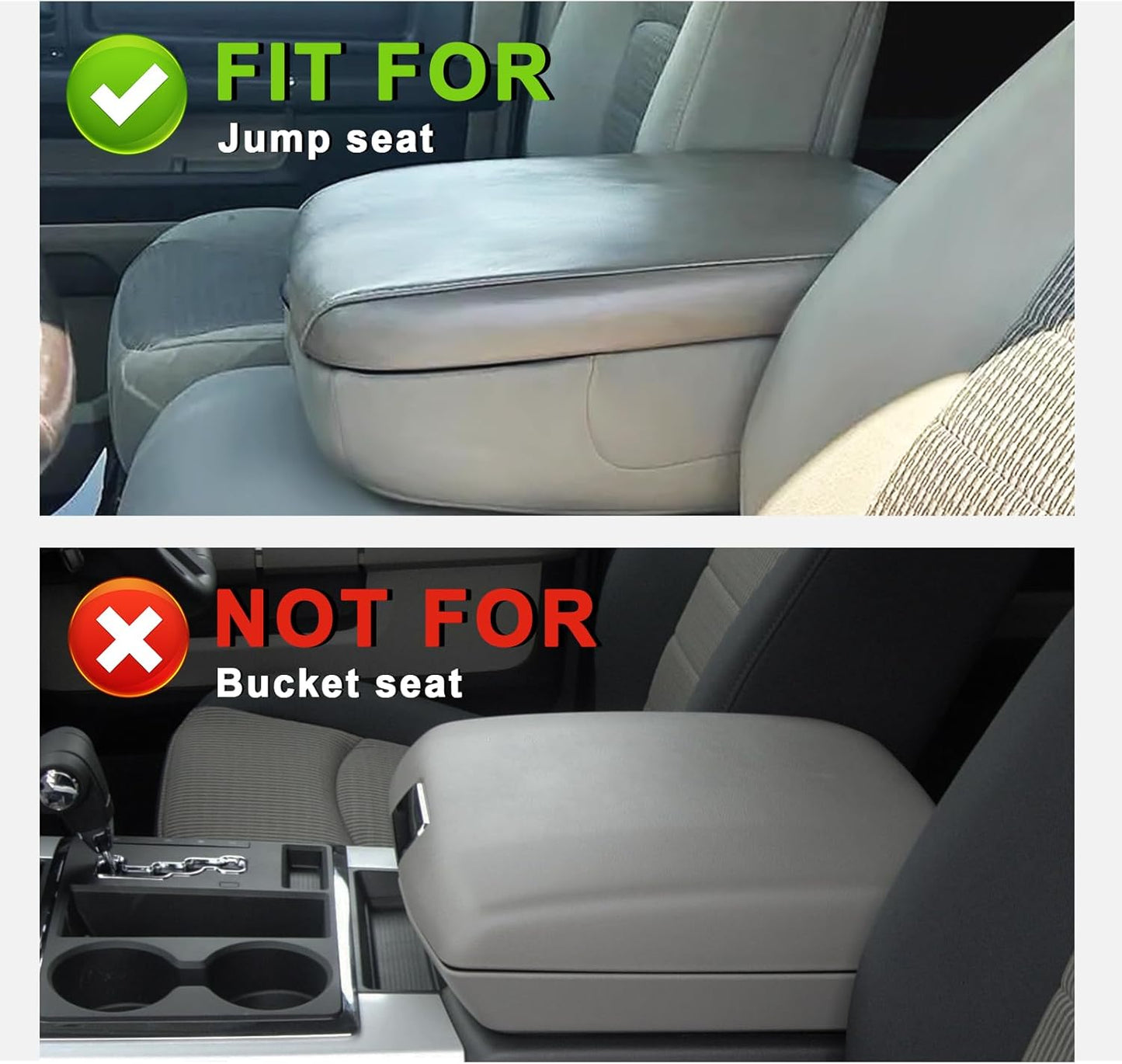 Muslogy Center Console Armrest Cover Compatible with Dodge Ram1500/2500/3500 2002-2012 Comfort Armrest Pad Arm Rest Cushion Vegan Leather Protector Regular Thick(Jump Seat ONLY)